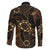 Indonesian Batik Pattern Vintage Brown Family Matching Off The Shoulder Long Sleeve Dress and Hawaiian Shirt