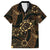 Indonesian Batik Pattern Vintage Brown Family Matching Off Shoulder Short Dress and Hawaiian Shirt