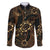 Indonesian Batik Pattern Vintage Brown Family Matching Off Shoulder Short Dress and Hawaiian Shirt