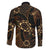Indonesian Batik Pattern Vintage Brown Family Matching Off Shoulder Short Dress and Hawaiian Shirt