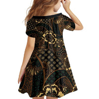 Indonesian Batik Pattern Vintage Brown Family Matching Short Sleeve Bodycon Dress and Hawaiian Shirt LT01 - Polynesian Pride