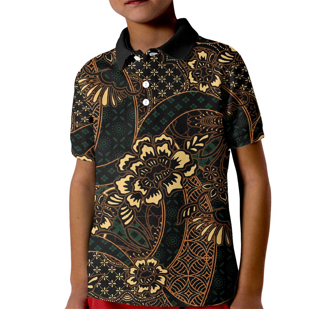 Indonesian Batik Pattern Vintage Brown Kid Polo Shirt