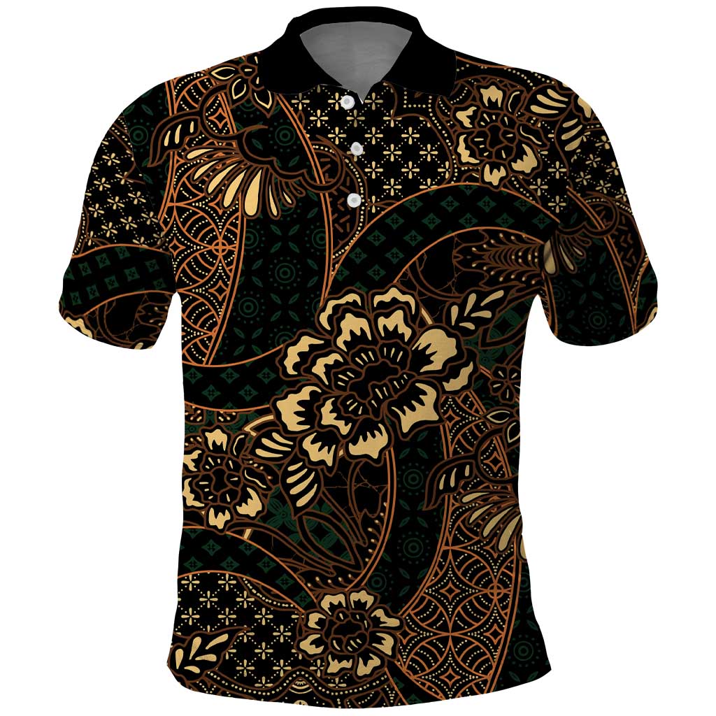 Indonesian Batik Pattern Vintage Brown Polo Shirt