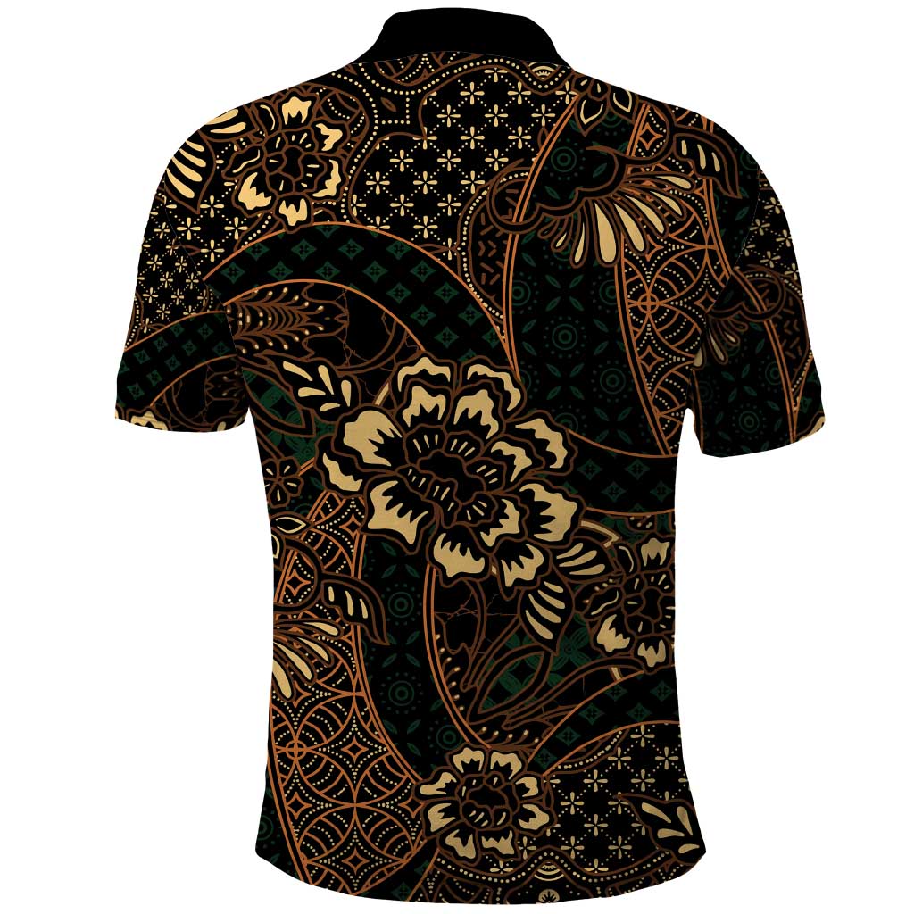 Indonesian Batik Pattern Vintage Brown Polo Shirt