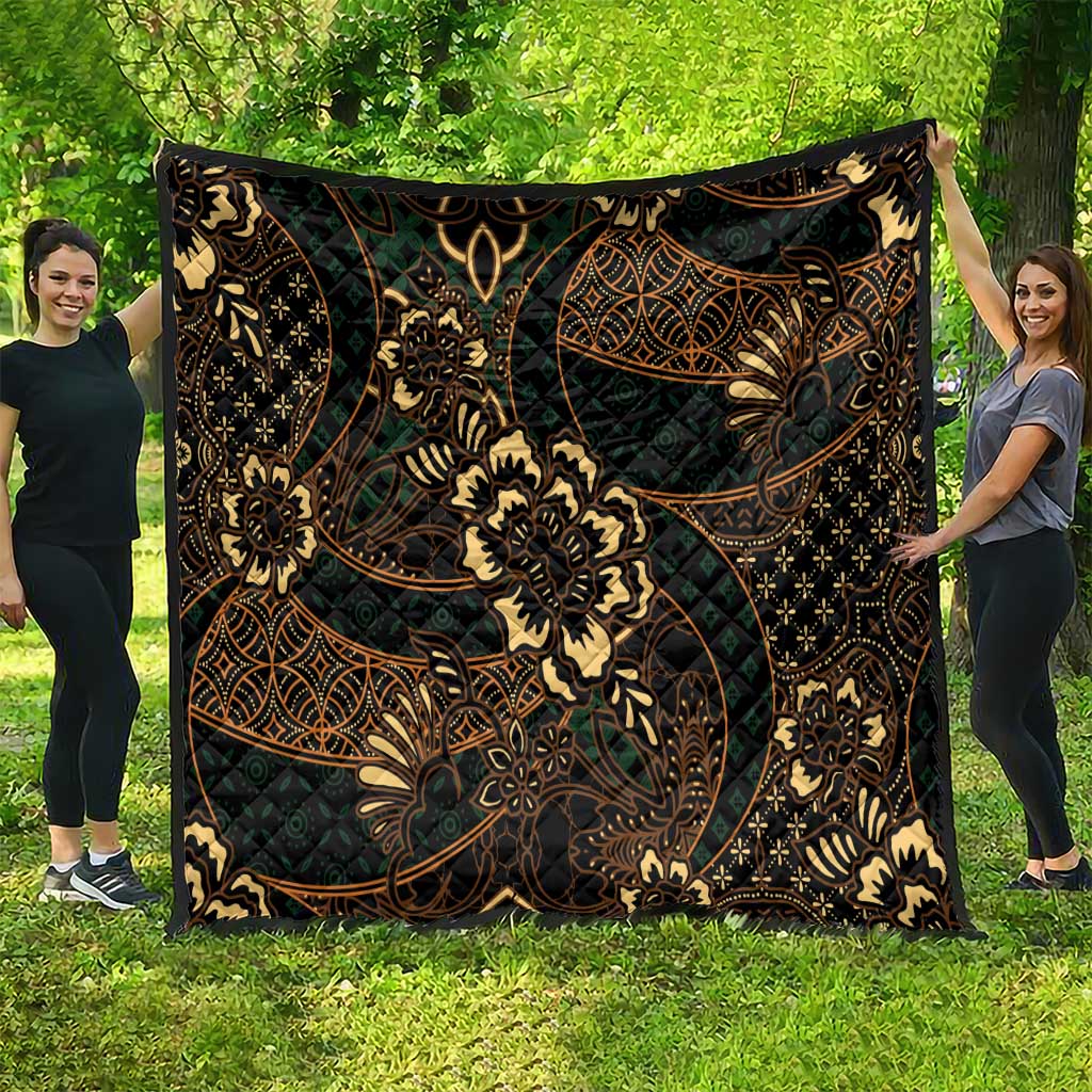 Indonesian Batik Pattern Vintage Brown Quilt