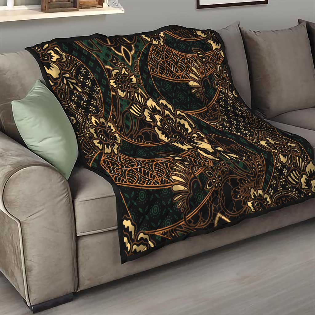 Indonesian Batik Pattern Vintage Brown Quilt