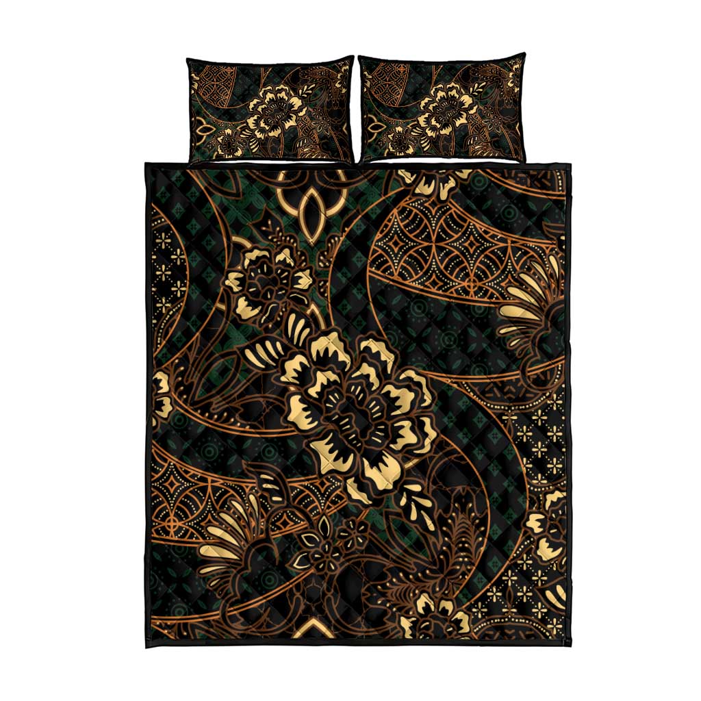 Indonesian Batik Pattern Vintage Brown Quilt Bed Set