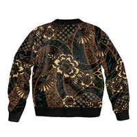 Indonesian Batik Pattern Vintage Brown Sleeve Zip Bomber Jacket LT01 - Polynesian Pride
