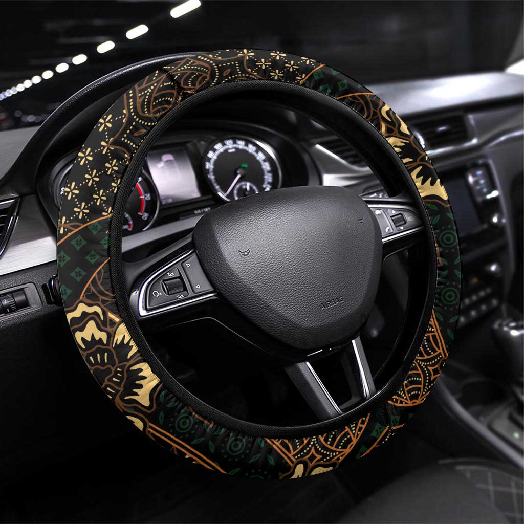 Indonesian Batik Pattern Vintage Brown Steering Wheel Cover