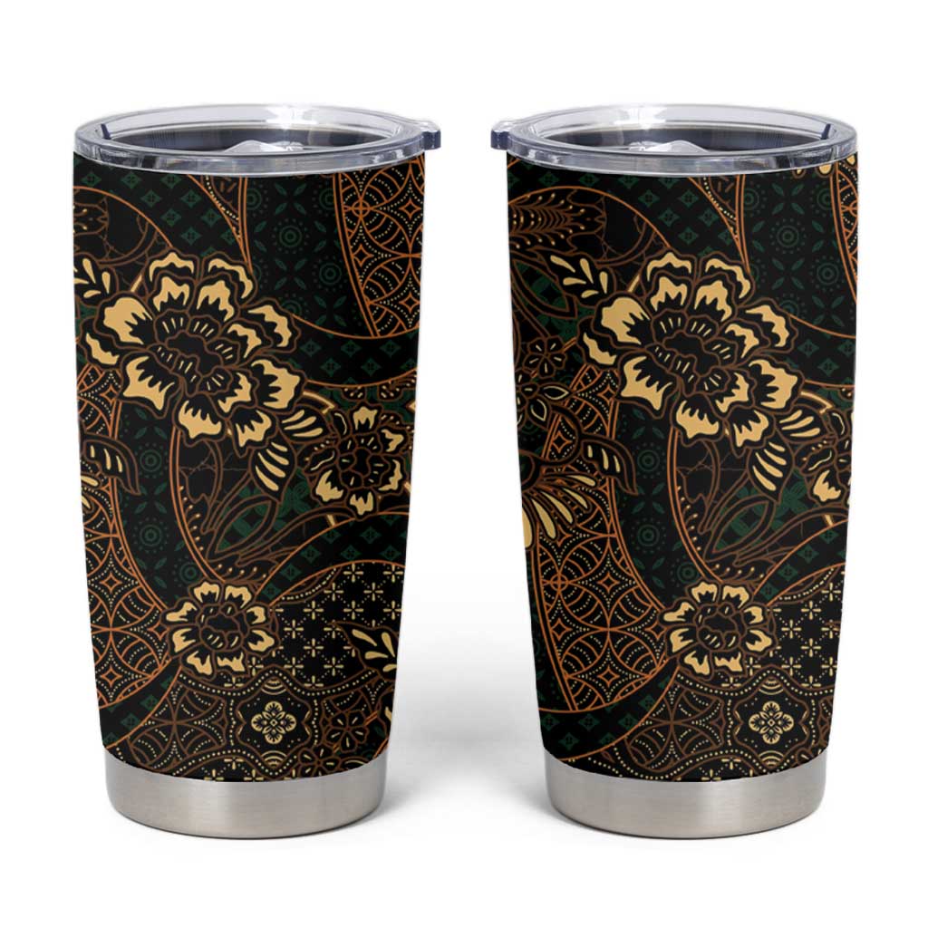 Indonesian Batik Pattern Vintage Brown Tumbler Cup LT01 Brown - Polynesian Pride