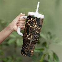 Indonesian Batik Pattern Vintage Brown Tumbler With Handle