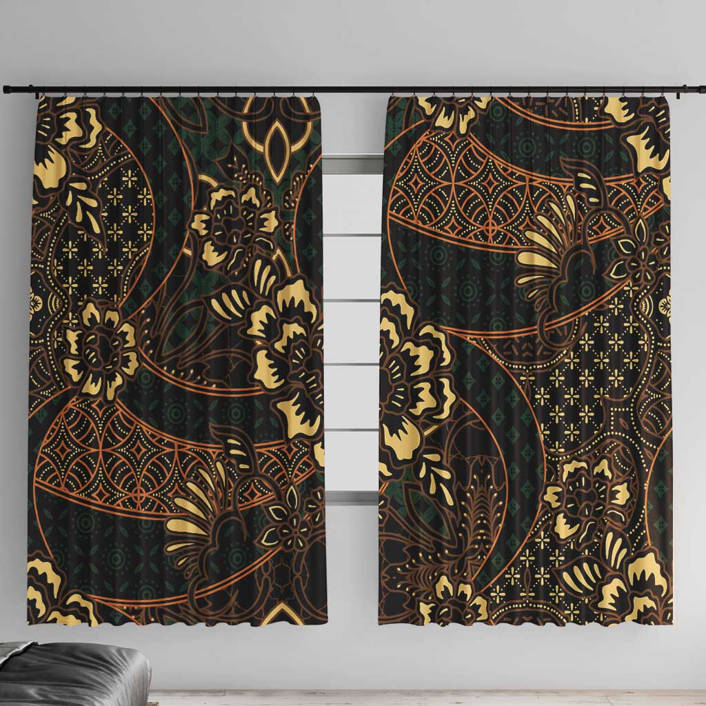 Indonesian Batik Pattern Vintage Brown Window Curtain