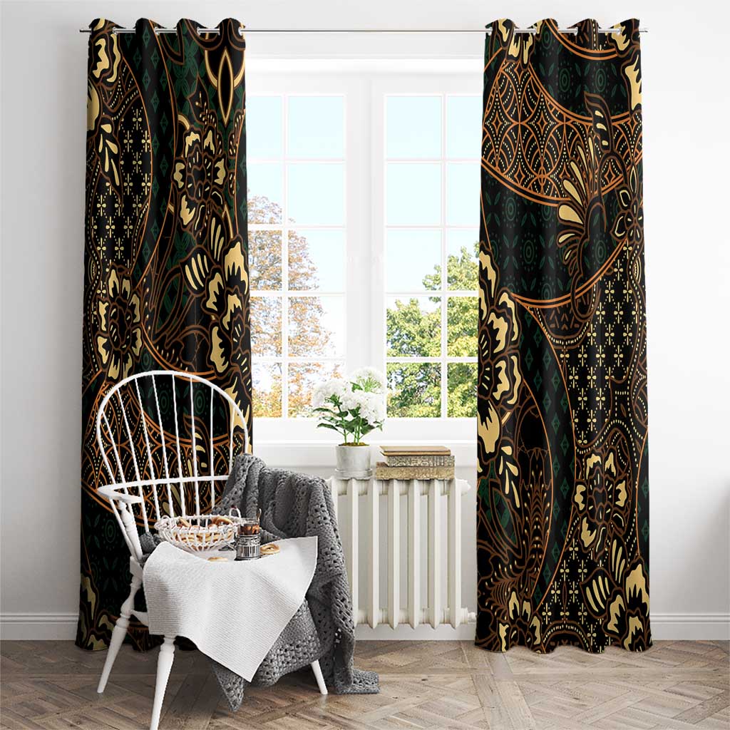 Indonesian Batik Pattern Vintage Brown Window Curtain