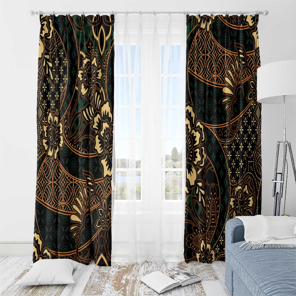 Indonesian Batik Pattern Vintage Brown Window Curtain