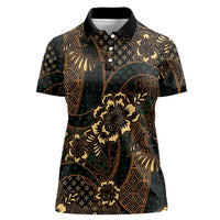 Indonesian Batik Pattern Vintage Brown Women Polo Shirt