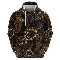 Indonesian Batik Pattern Vintage Brown Zip Hoodie