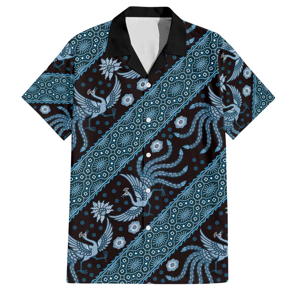 Indonesia Batik Pattern Family Matching Long Sleeve Bodycon Dress and Hawaiian Shirt Blue Version Indonesia Batik Pattern Family Matching Long Sleeve Bodycon Dress and Hawaiian Shirt Blue Version