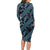 Indonesia Batik Pattern Long Sleeve Bodycon Dress Blue Version