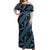Indonesia Batik Pattern Off Shoulder Maxi Dress Blue Version