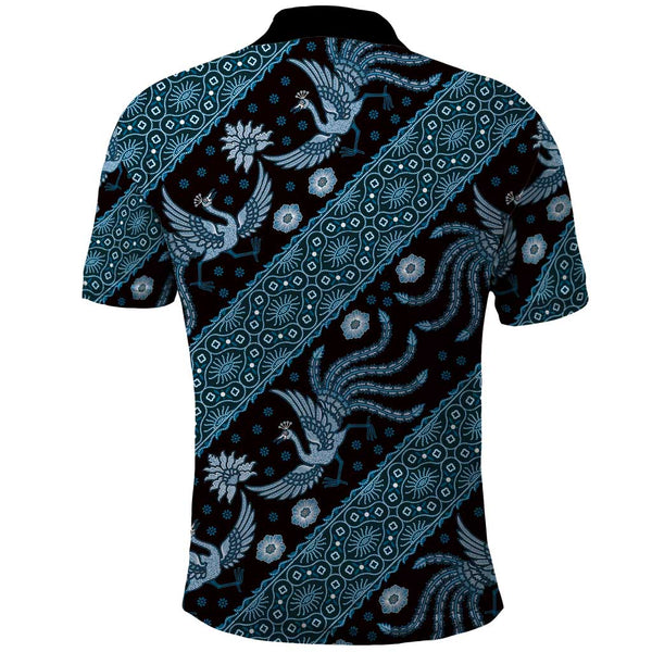 Indonesia Batik Pattern Polo Shirt Blue Version LT01