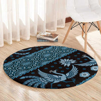 Indonesia Batik Pattern Round Carpet Blue Version
