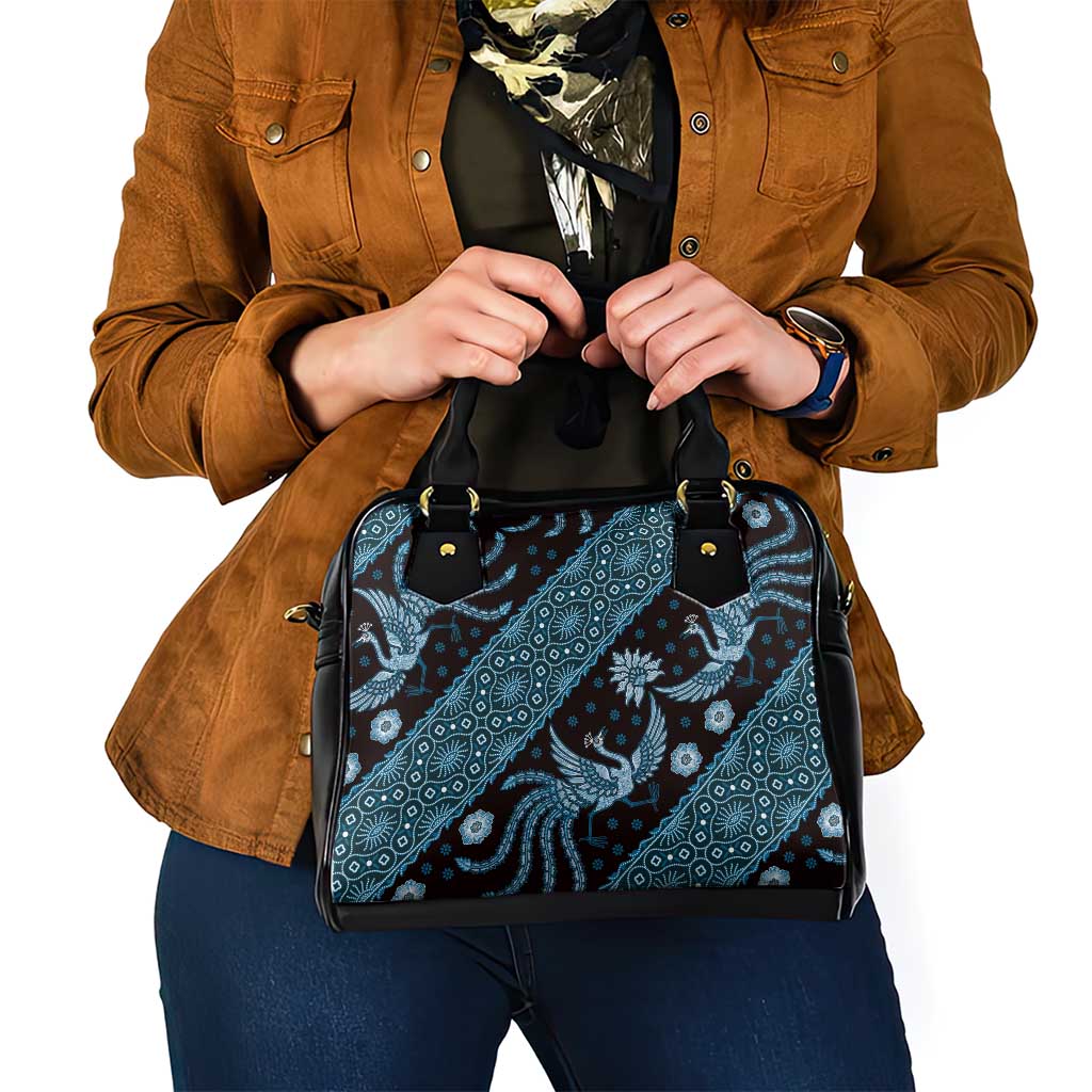 Indonesia Batik Pattern Shoulder Handbag Blue Version