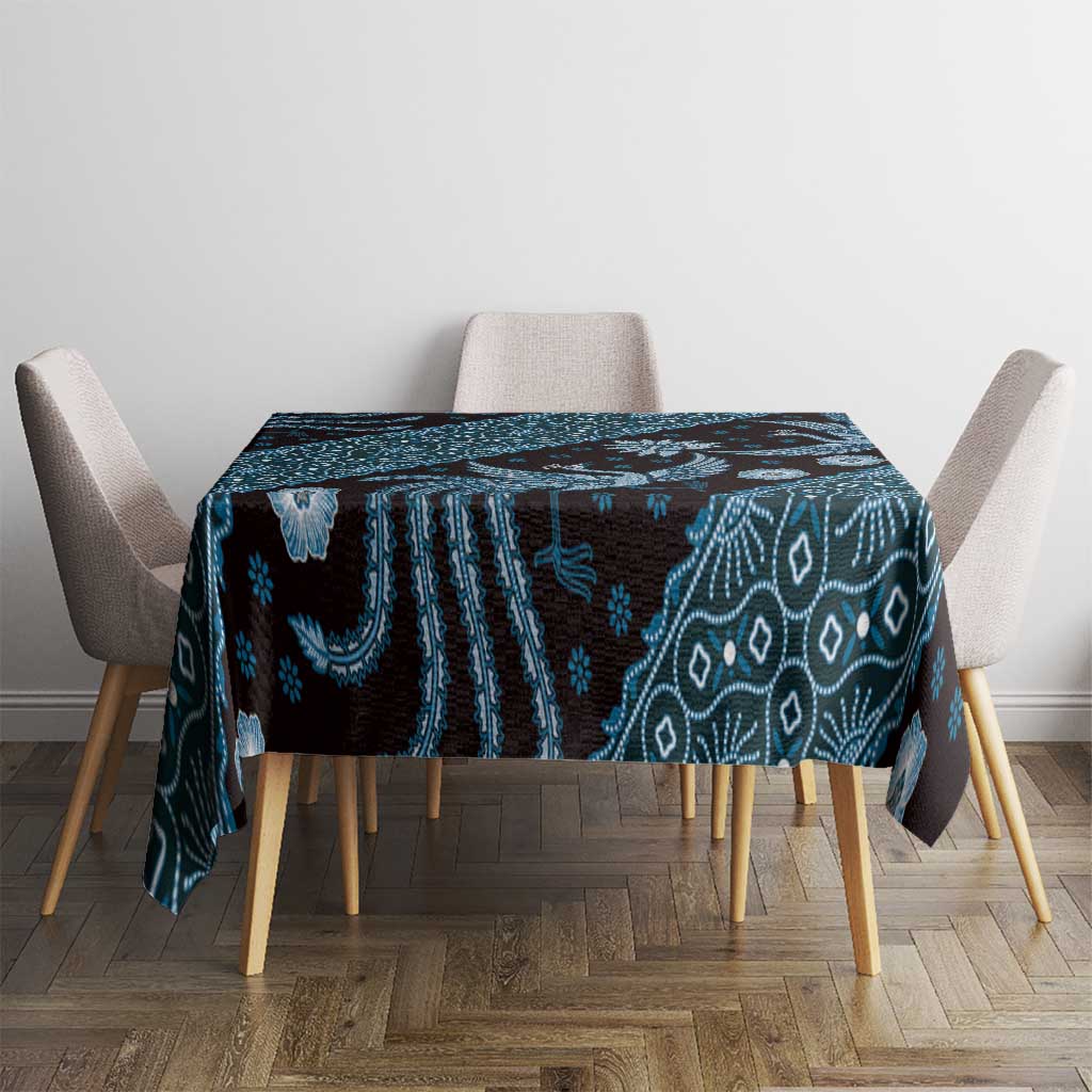 Indonesia Batik Pattern Tablecloth Blue Version