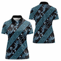 Indonesia Batik Pattern Women Polo Shirt Blue Version