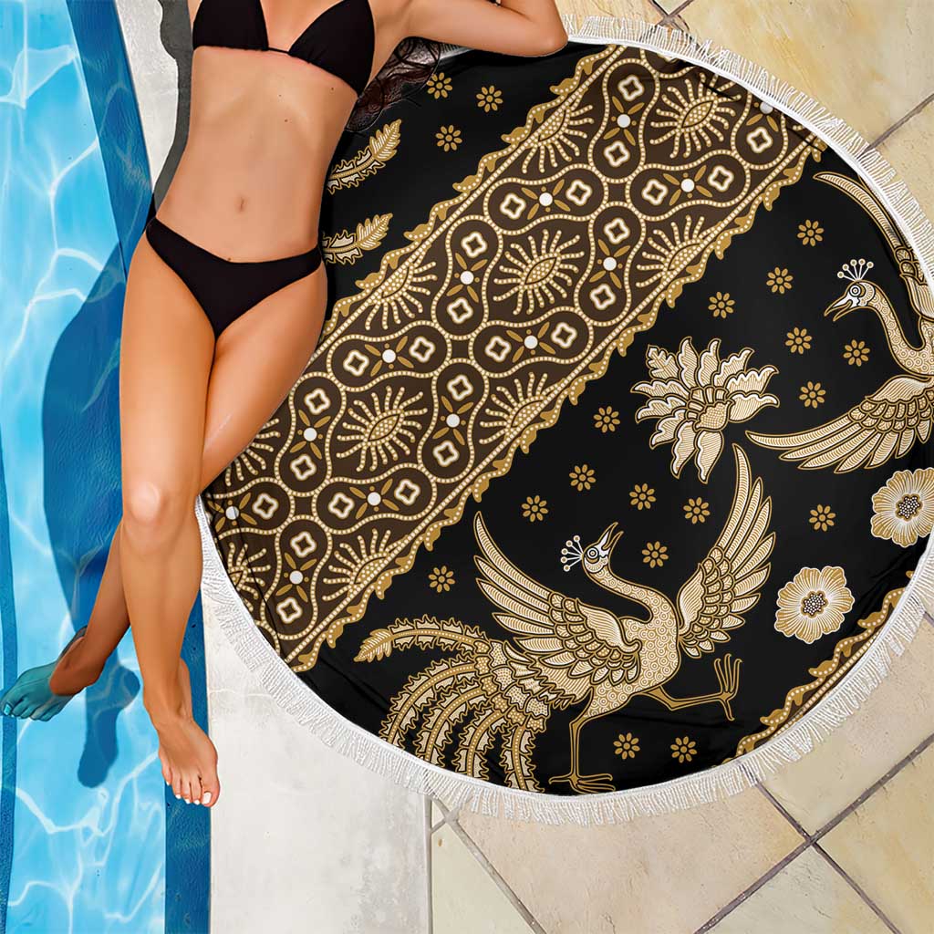Indonesia Batik Pattern Beach Blanket Gold Version