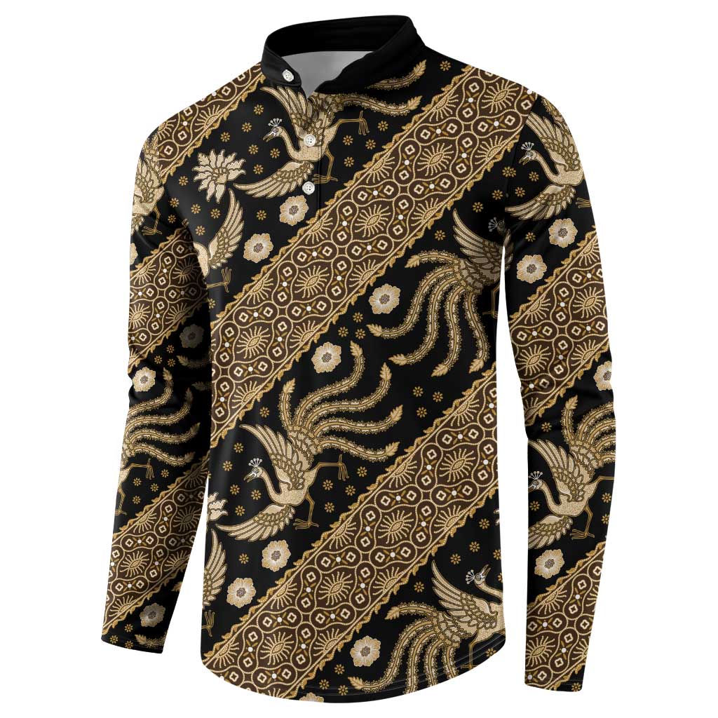 Indonesia Batik Pattern Button Sweatshirt Gold Version