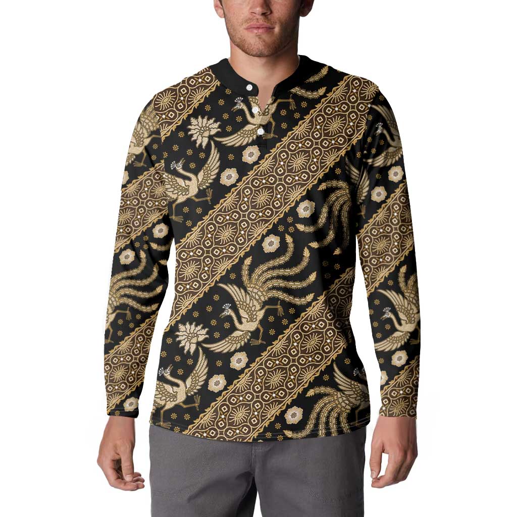Indonesia Batik Pattern Button Sweatshirt Gold Version