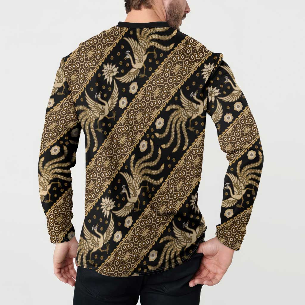 Indonesia Batik Pattern Button Sweatshirt Gold Version
