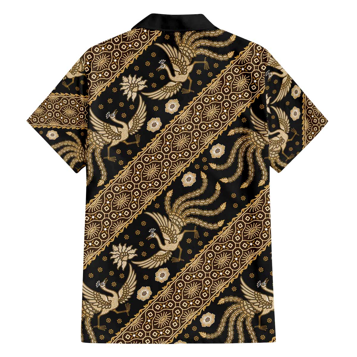 Indonesia Batik Pattern Family Matching Puletasi and Hawaiian Shirt Gold Version