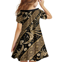 Indonesia Batik Pattern Family Matching Tank Maxi Dress and Hawaiian Shirt Gold Version