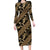 Indonesia Batik Pattern Long Sleeve Bodycon Dress Gold Version