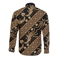 Indonesia Batik Pattern Long Sleeve Button Shirt Gold Version