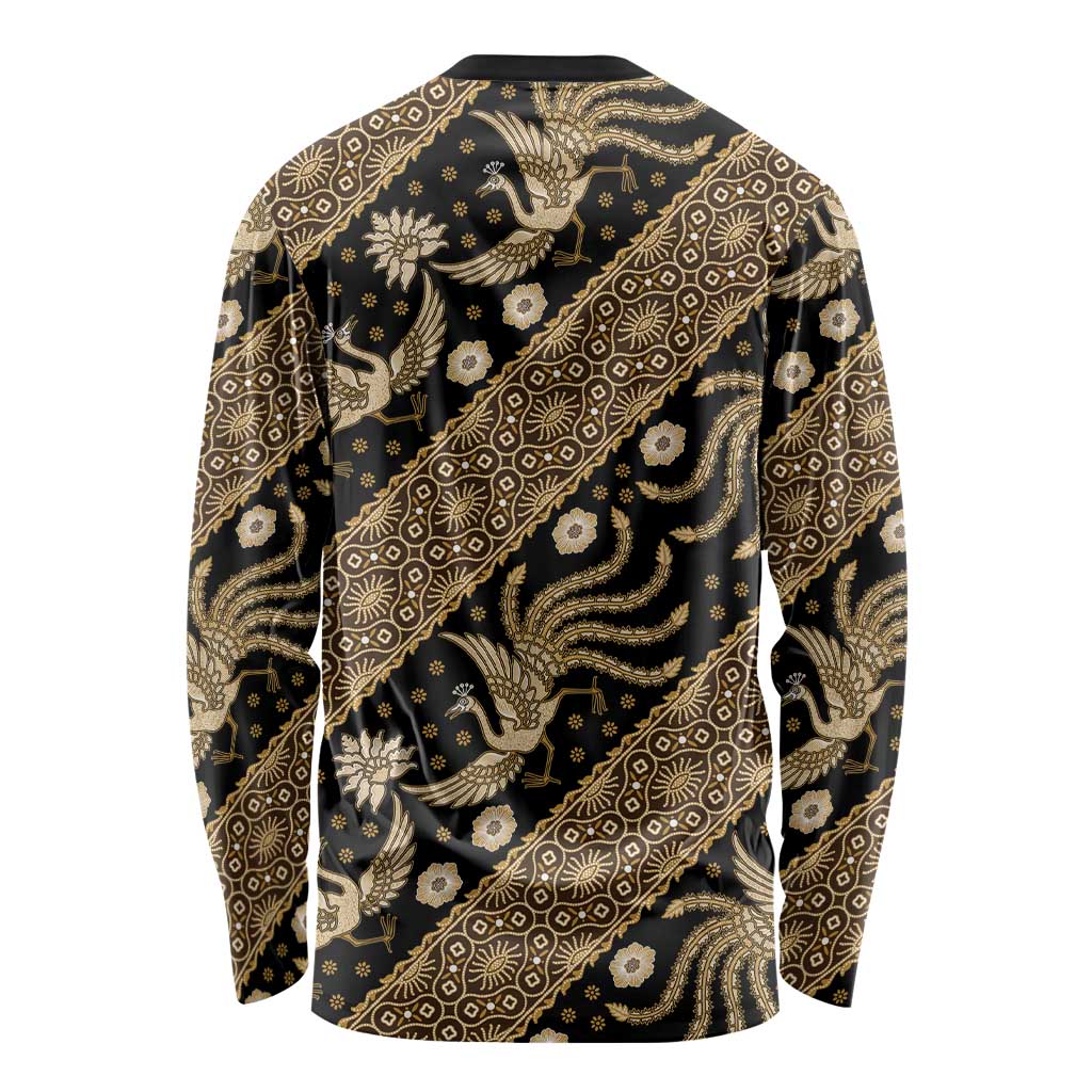 Indonesia Batik Pattern Long Sleeve Shirt Gold Version