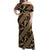 Indonesia Batik Pattern Off Shoulder Maxi Dress Gold Version