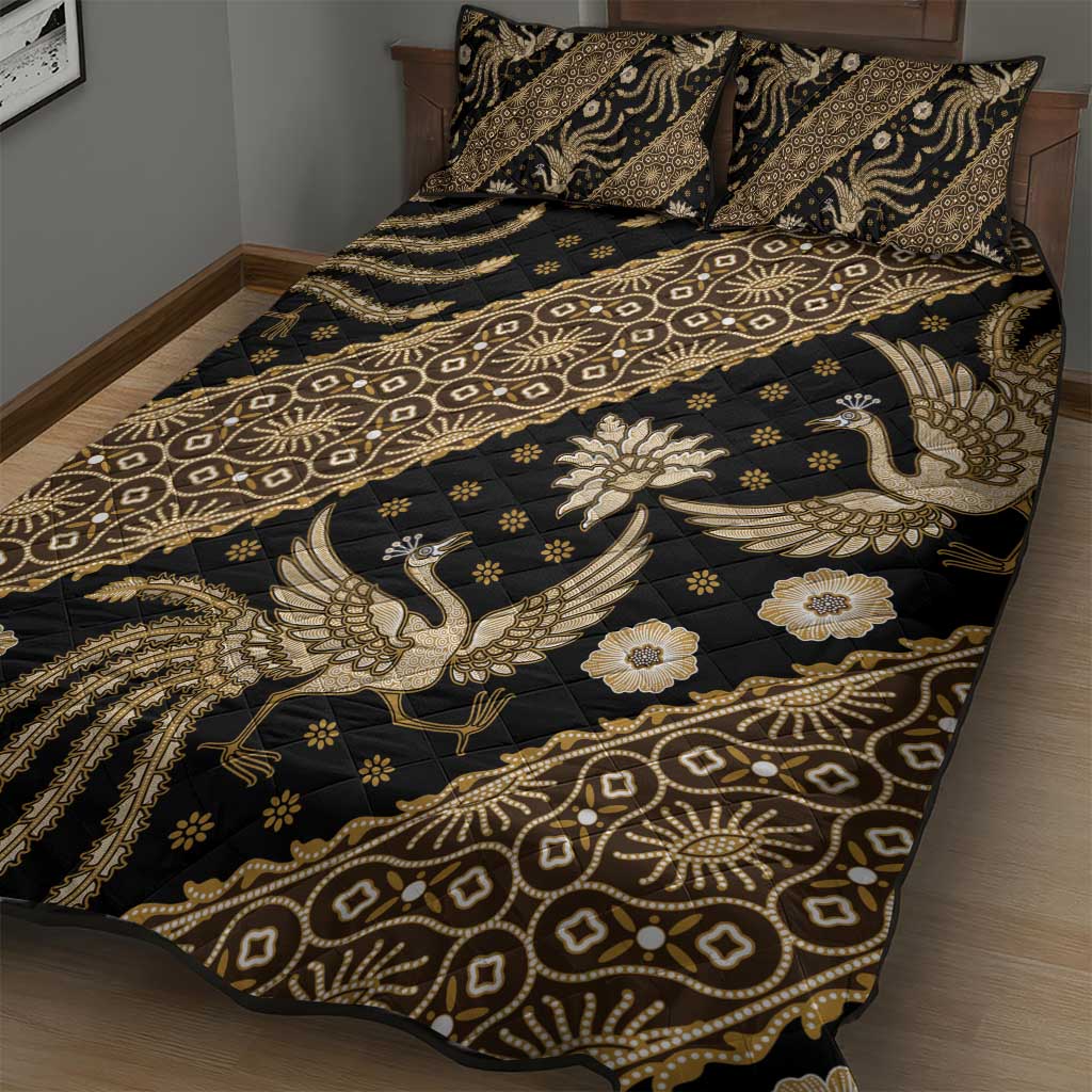 Indonesia Batik Pattern Quilt Bed Set Gold Version