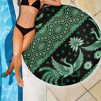 Indonesia Batik Pattern Beach Blanket Green Version
