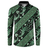Indonesia Batik Pattern Button Sweatshirt Green Version