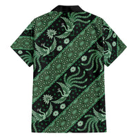 Indonesia Batik Pattern Family Matching Tank Maxi Dress and Hawaiian Shirt Green Version