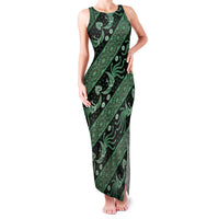 Indonesia Batik Pattern Family Matching Tank Maxi Dress and Hawaiian Shirt Green Version