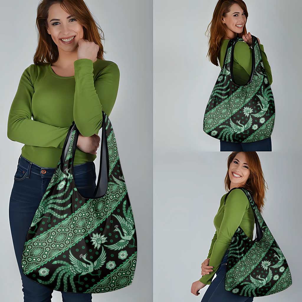 Indonesia Batik Pattern Grocery Bag Green Version