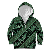 Indonesia Batik Pattern Kid Hoodie Green Version