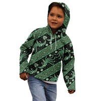 Indonesia Batik Pattern Kid Hoodie Green Version