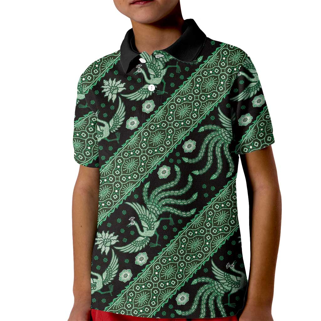 Indonesia Batik Pattern Kid Polo Shirt Green Version