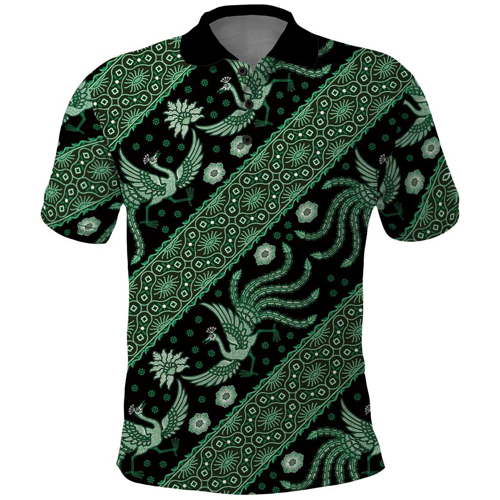 Indonesia Batik Pattern Polo Shirt Green Version
