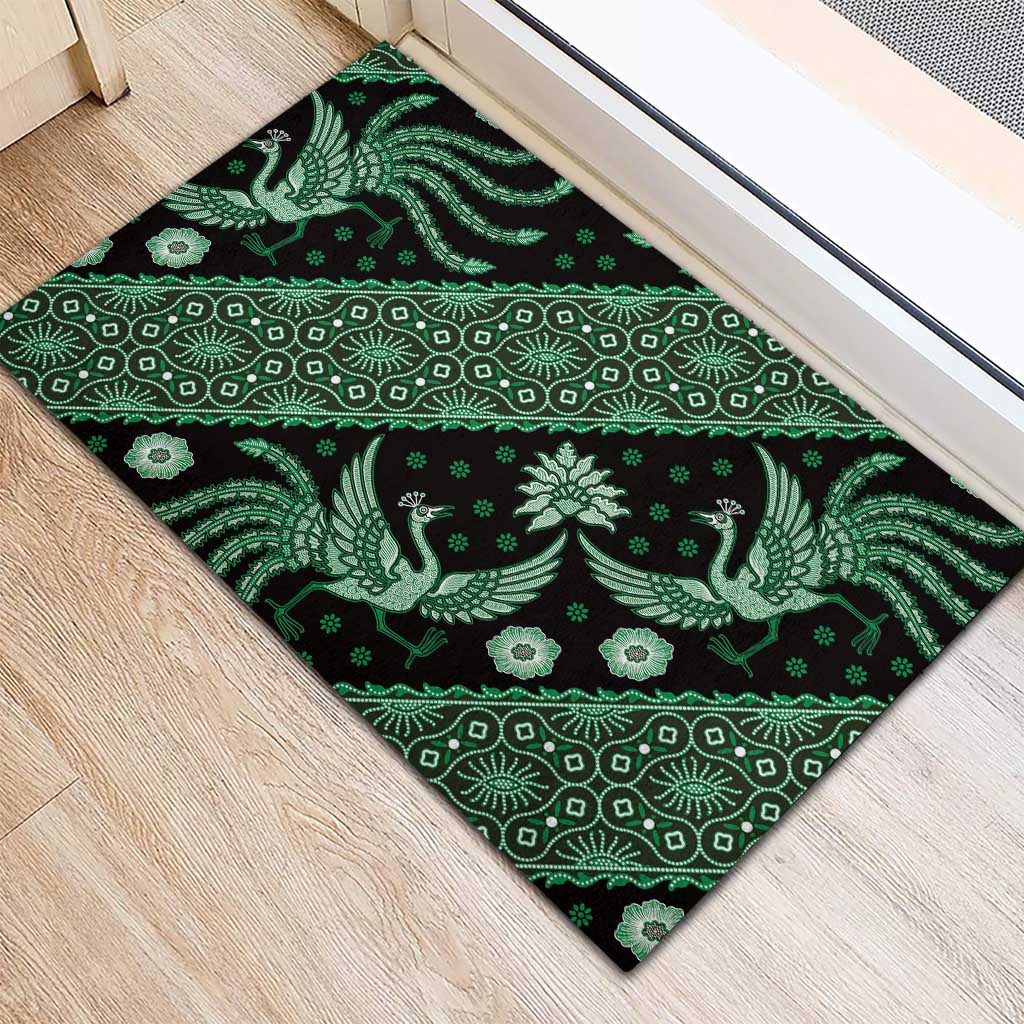 Indonesia Batik Pattern Rubber Doormat Green Version