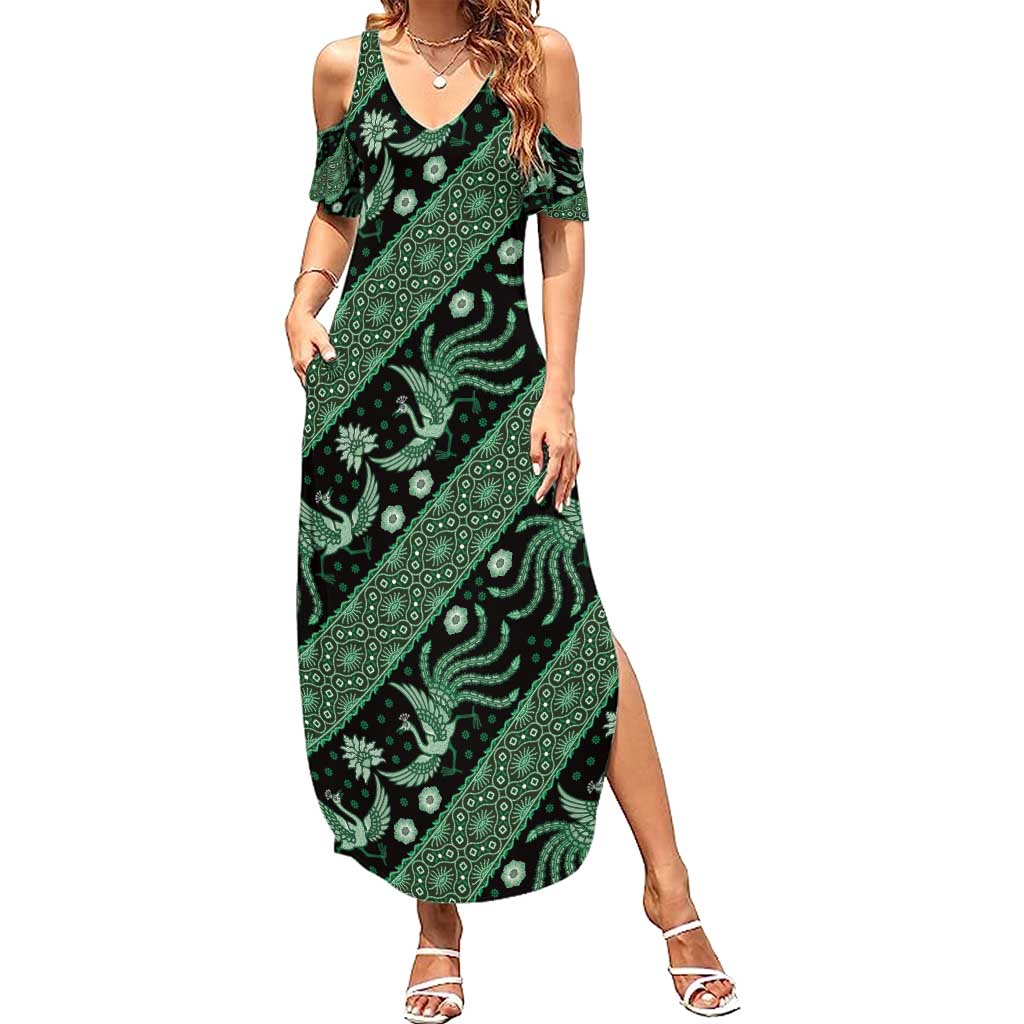 maxi dress indonesia Indonesia Batik Pattern Summer Maxi Dress Green Version